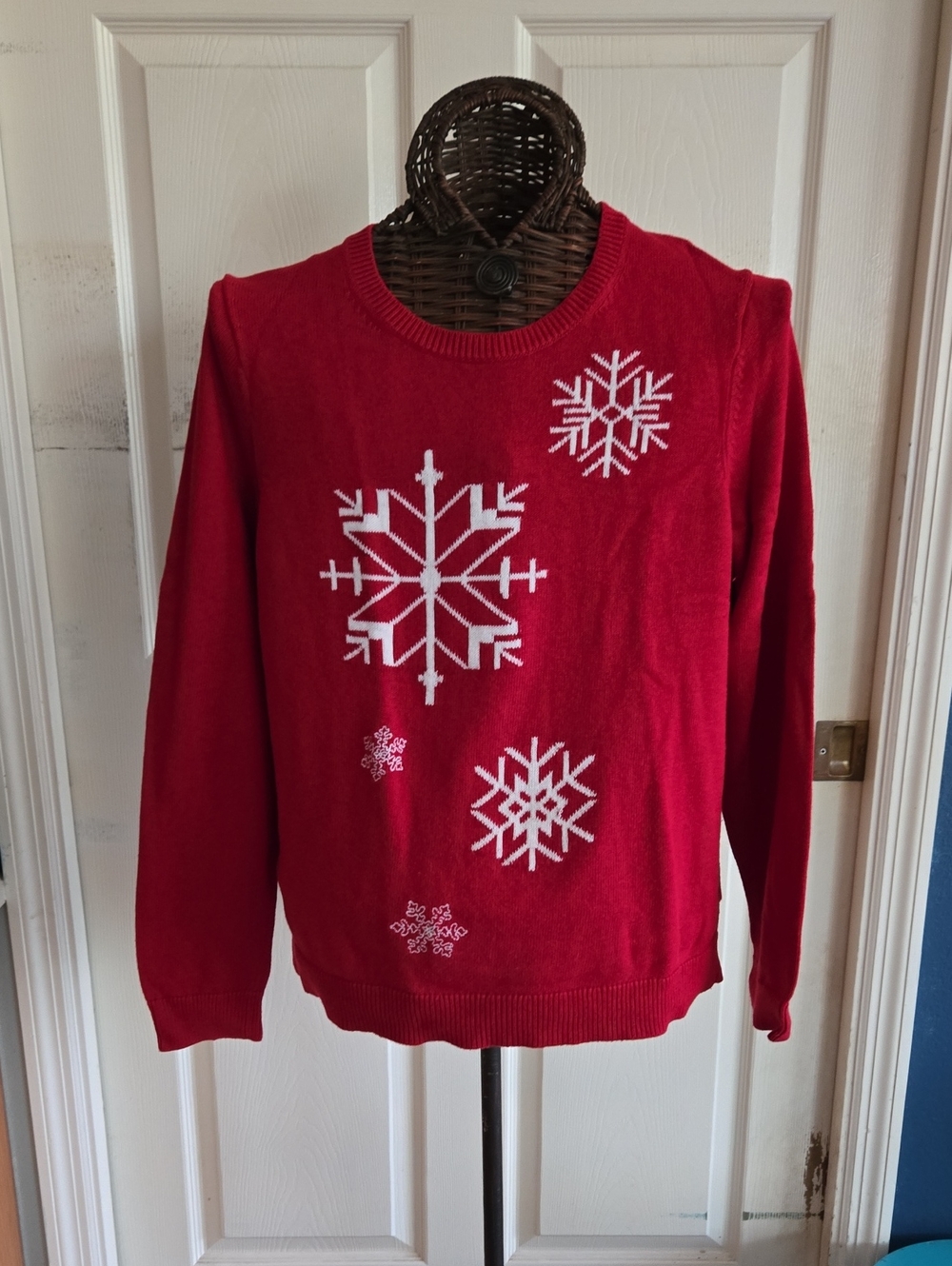 Talbots Red Snowflake Crewneck Sweater for Women-Size XL